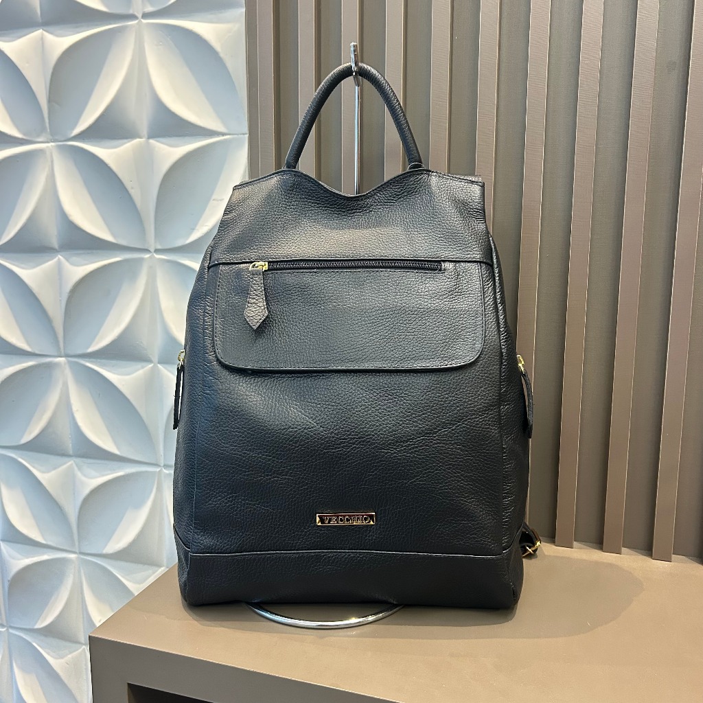 Mochila em Couro Legítimo Antifurto Feminina Estilo Elegante