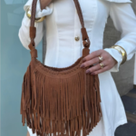 bolsa franja couro