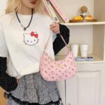 Bolsa de Mão de Couro Sintético Sanrio Hello Kitty - Bolsa de Ombro Feminina de Grande Capacidade, Adequada para Uso Diário, Compras, Casamento,