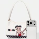 Betty Boop Uma Bolsa de Axila de Corduroy com Tema Betty Boop, Versátil para Múltiplos Cenários, com Grande Capacidade, Ultralight, Durável, Vers