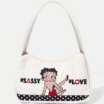 Betty Boop Uma Bolsa de Axila de Corduroy com Tema Betty Boop, Versátil para Múltiplos Cenários, com Grande Capacidade, Ultralight, Durável, Vers