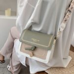 Bolsa Transversal Feminina Nova e Fashion, Casual com Blocos de Cor, Bolsa de Ombro com Aba e Alça Larga, Bolsa Transversal Feminina para Trabalh