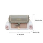 Bolsa Transversal Feminina Nova e Fashion, Casual com Blocos de Cor, Bolsa de Ombro com Aba e Alça Larga, Bolsa Transversal Feminina para Trabalh