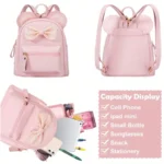 1 Peça Mochila Mini Fofa e Fashion para Meninas com Laço de Lantejoulas e Orelhas de Rato, Pequena Bolsa de Ombro para Viagem, Rosa